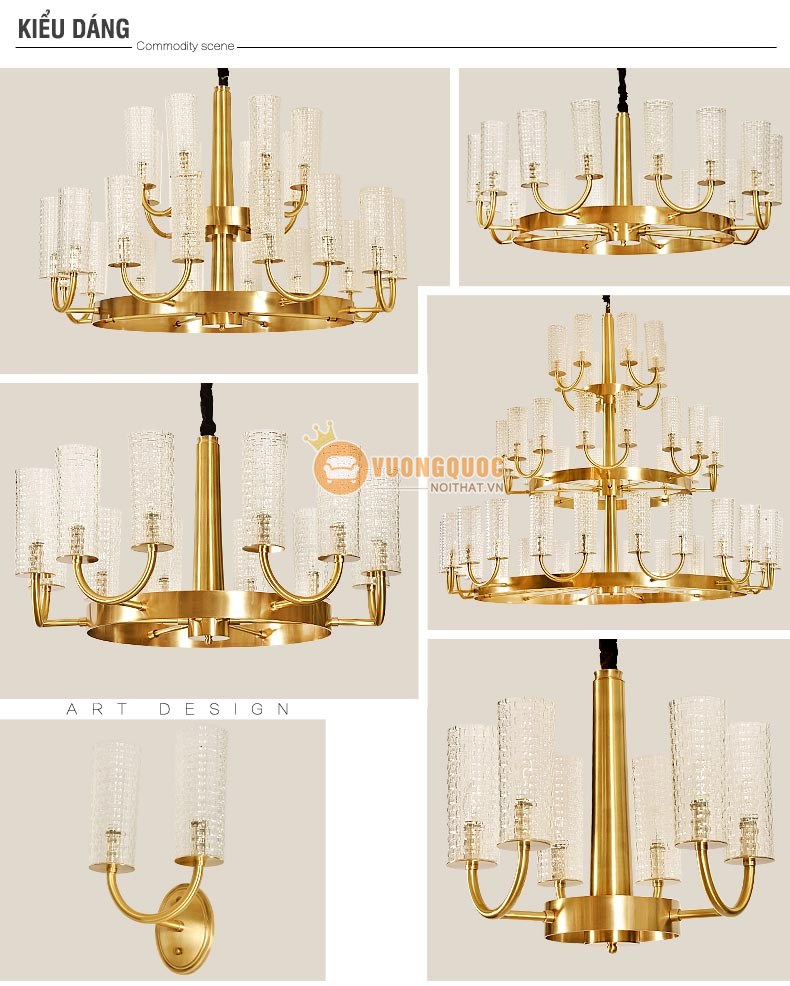 Đèn chùm đồng nhập khẩu phong cách ý sang trọng abr125-7